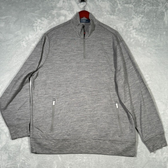 Ralph Lauren Sweater‎ Mens XXL Gray 1/4 Zip Merino Track Knit Wool Pony NWOT